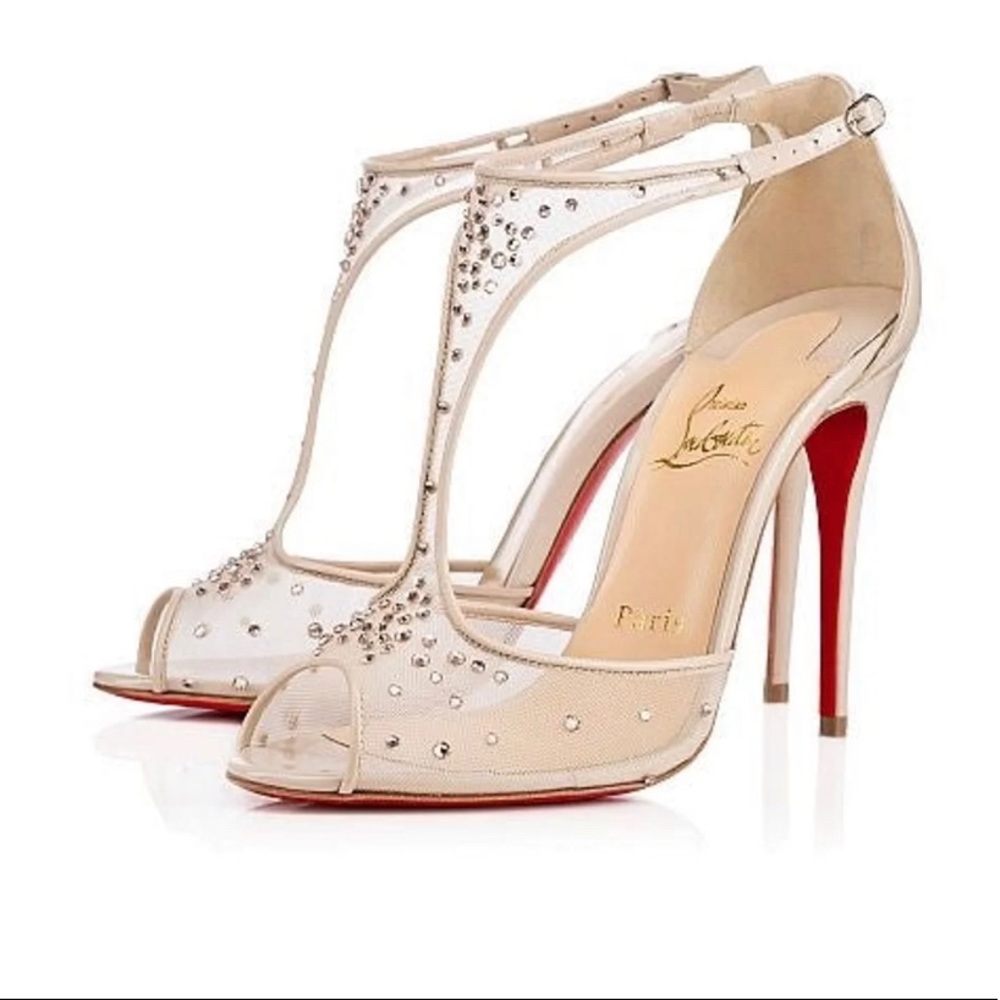 Christian Louboutin Patinana Crystal Mesh T-strap Sandals